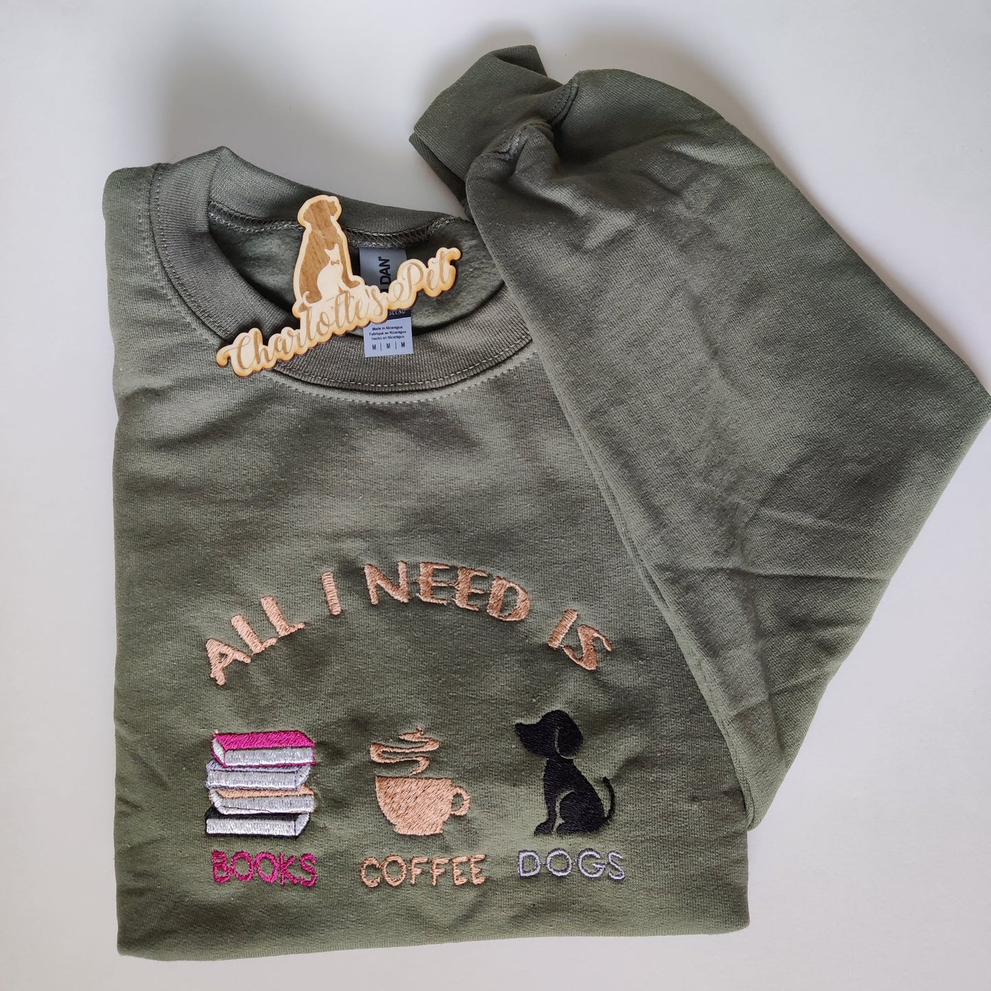 Books Coffee Embroidered Crewneck Sweatshirt