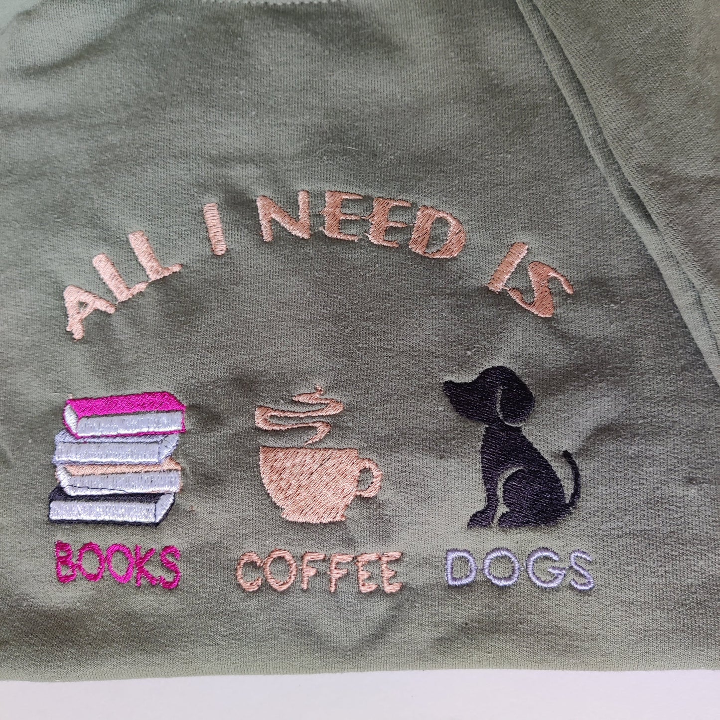 Books Coffee Embroidered Crewneck Sweatshirt