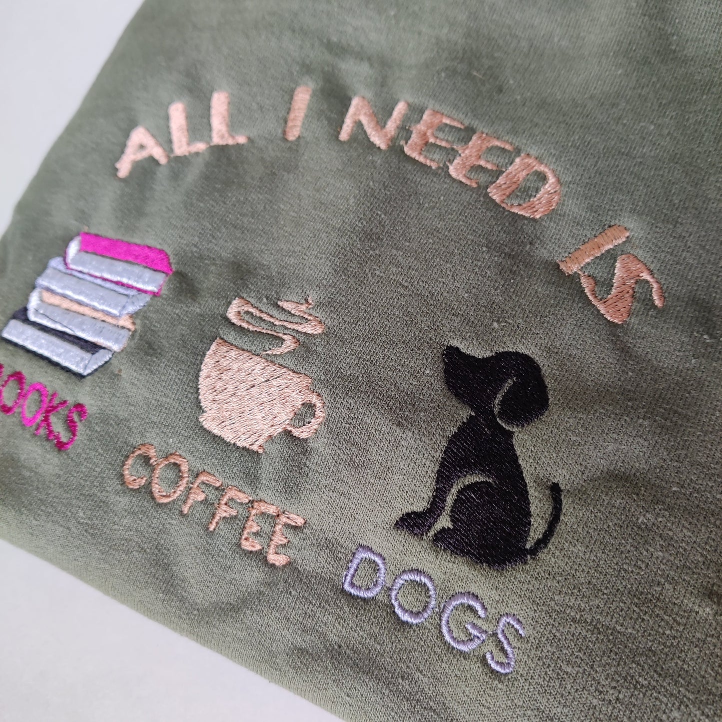 Books Coffee Embroidered Crewneck Sweatshirt