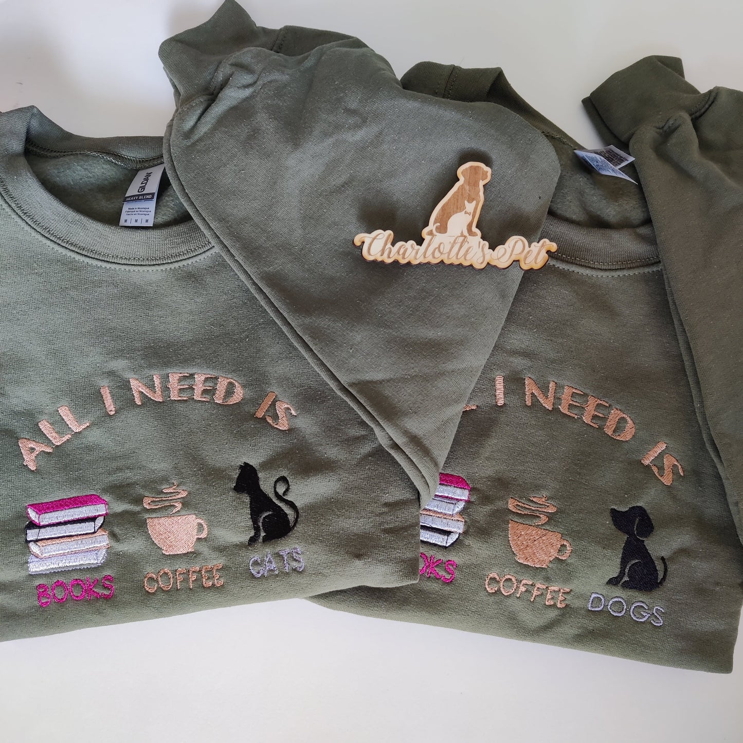 Books Coffee Embroidered Crewneck Sweatshirt