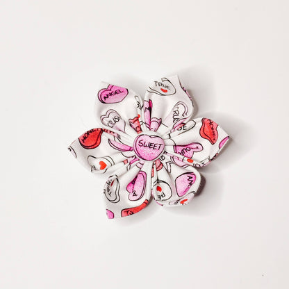 Message Hearts Dog & Cat Bow Tie/ Collar Flower