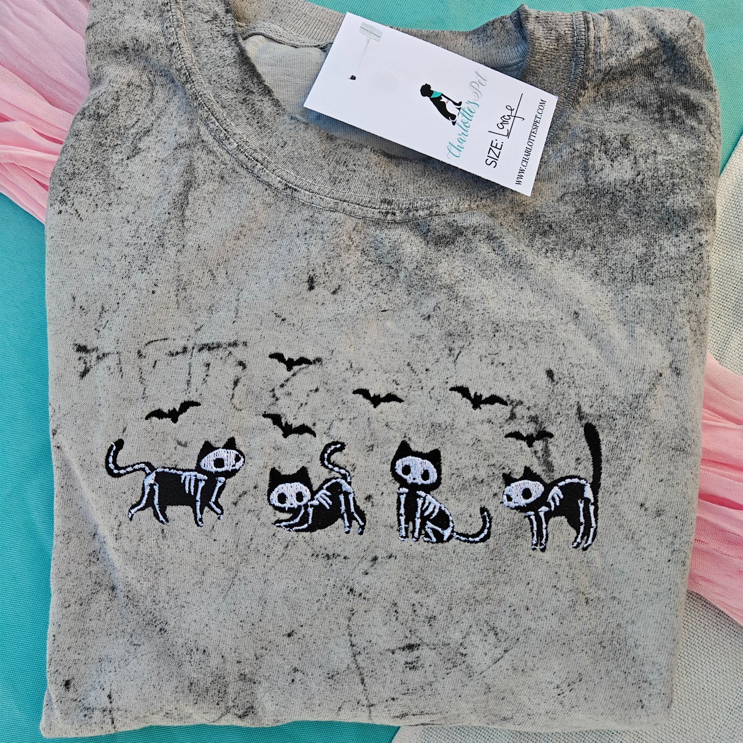 Cat Skeleton Colorblast T Shirt