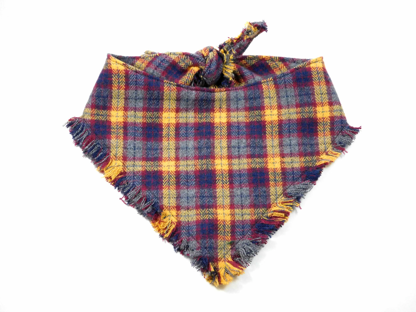 Fall Grey Plaid Fringe Bandana - Charlotte's Pet