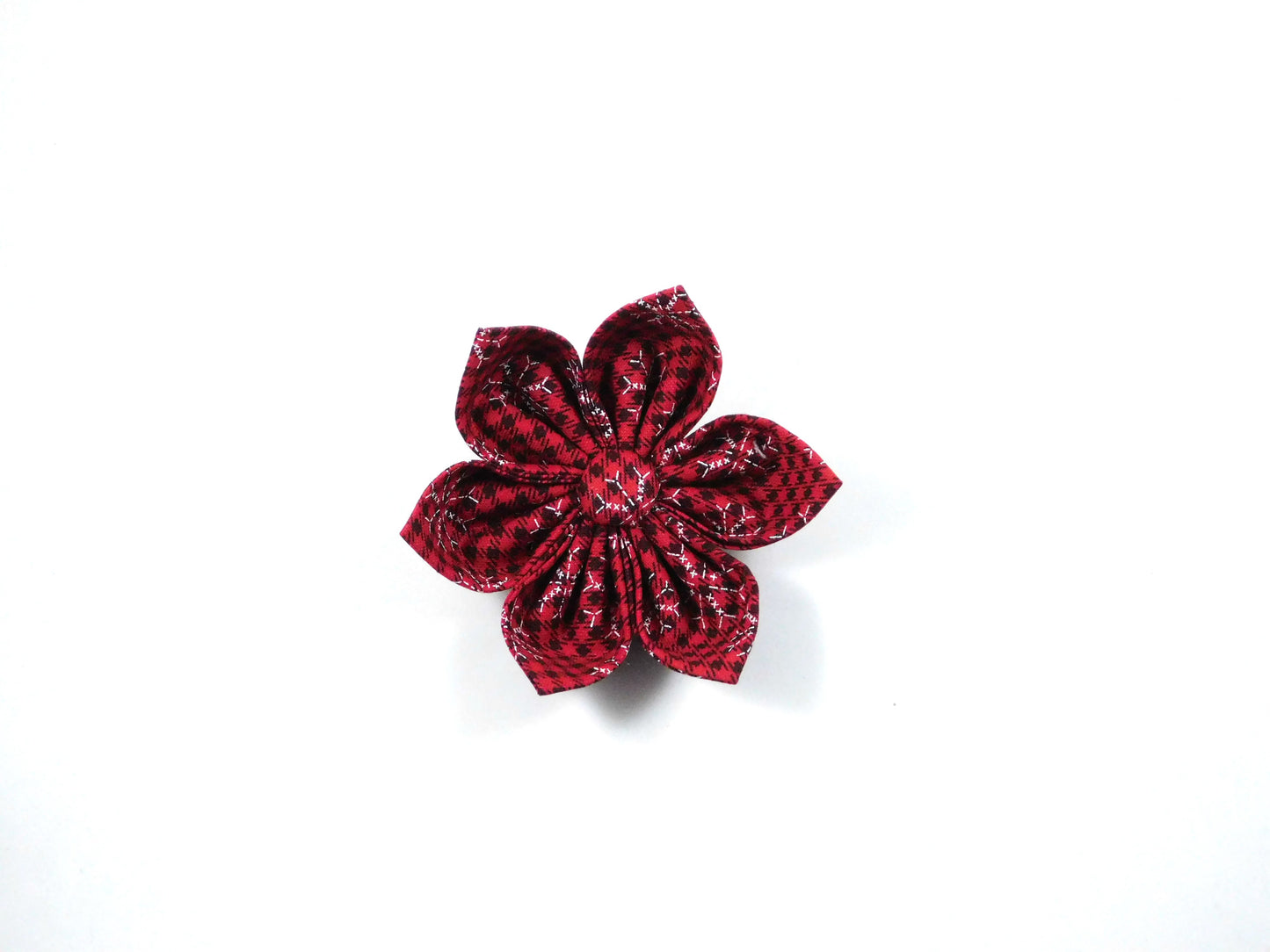 Red PLaid Snowflakes Bow Tie/ Collar Flower - Charlotte's Pet