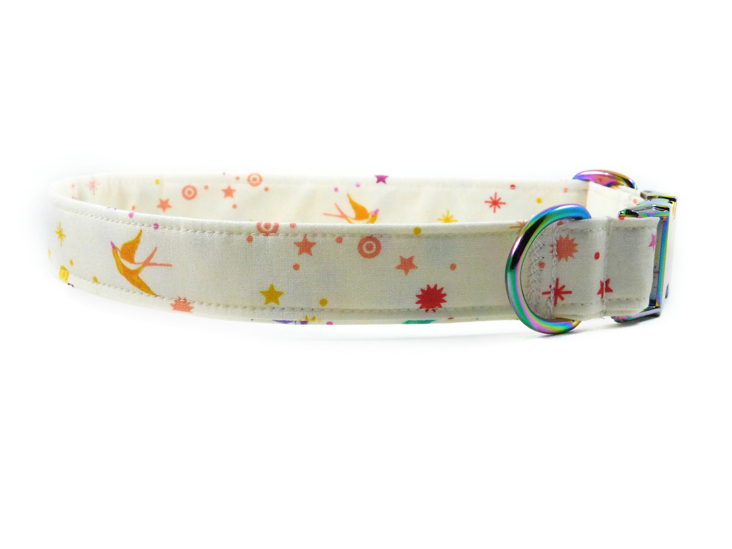 Birds of Summer in White Dog Collar/ Cat Collar - Charlotte's Pet