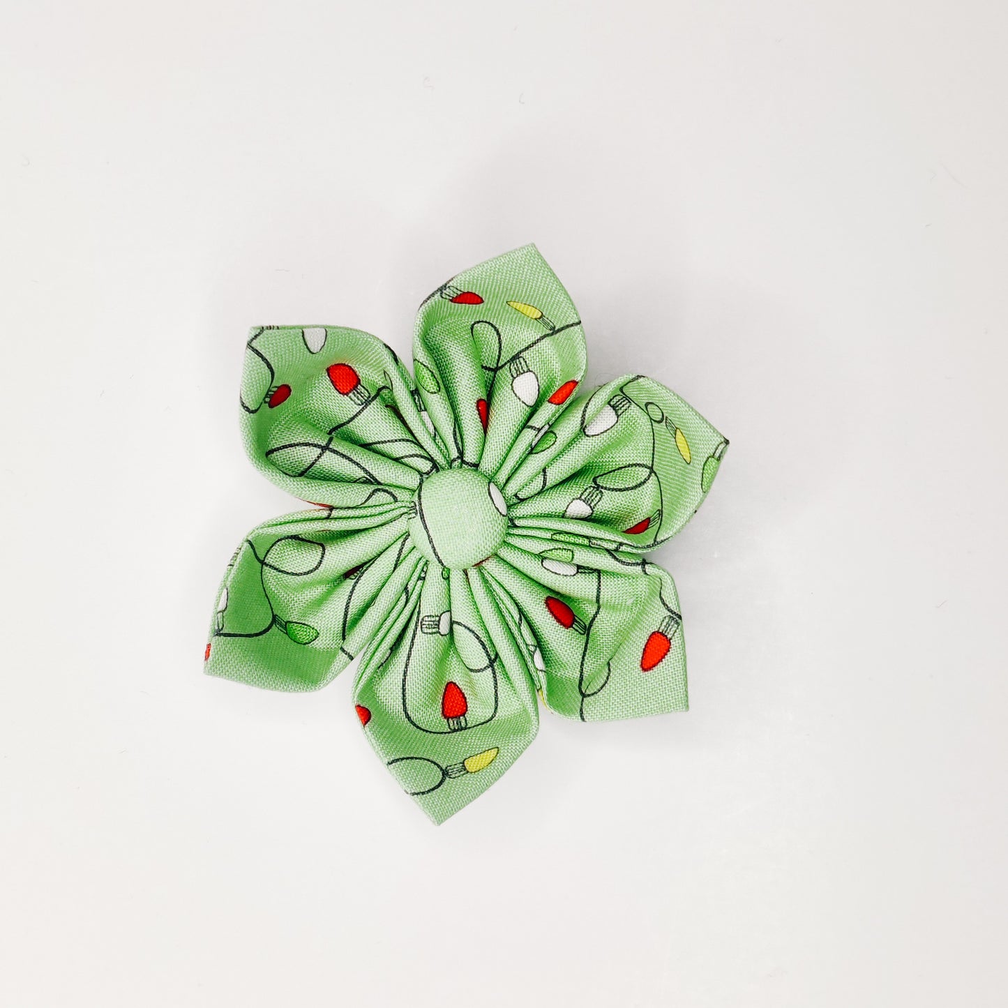 String Lights on Green Dog & Cat Bow Tie/ Collar Flower