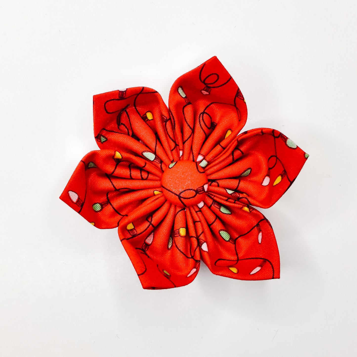 String Lights on Red Dog & Cat Bow Tie/ Collar Flower