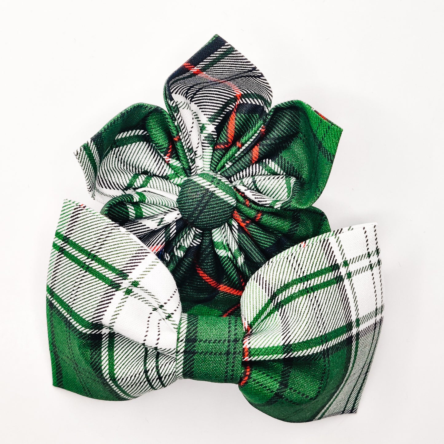 Tri-Color Plaid Dog & Cat Bow Tie/ Collar Flower