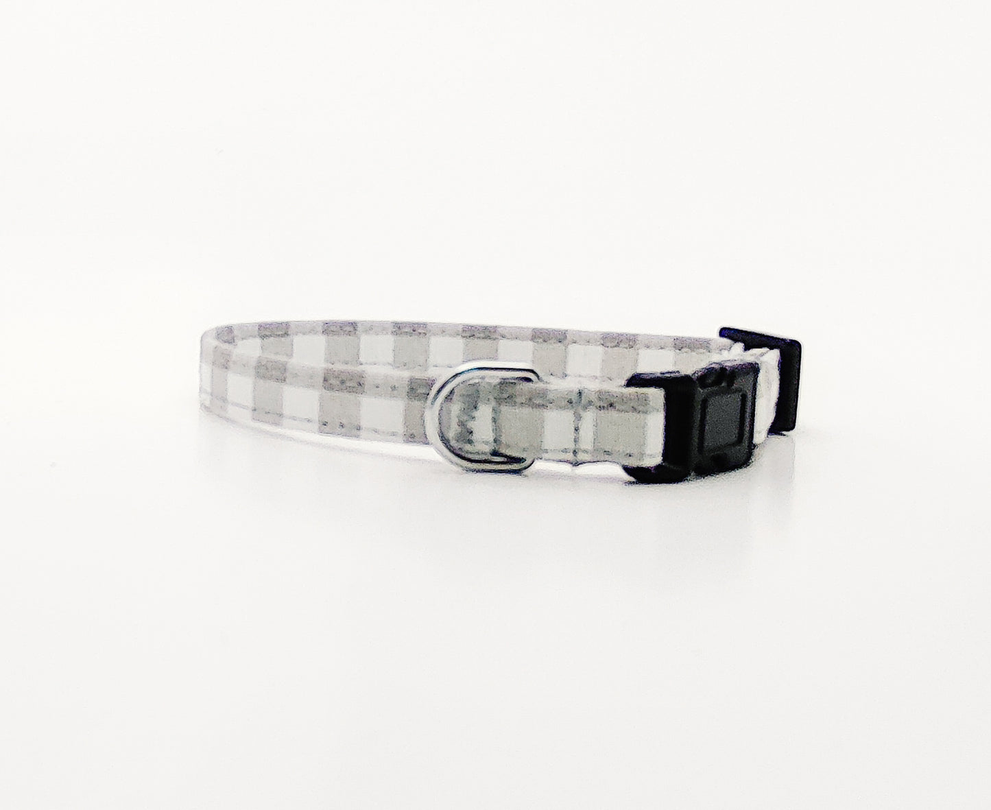 Grey Gingham Dog Collar/ Cat Collar