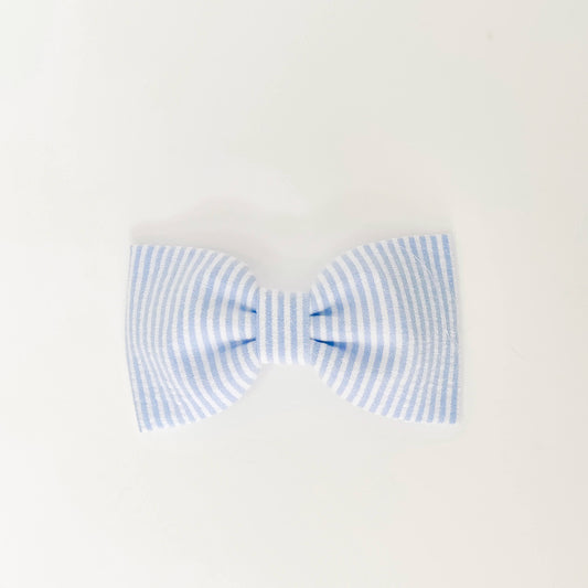 Seersucker Blue Dog & Cat Bow Tie/Collar Flower