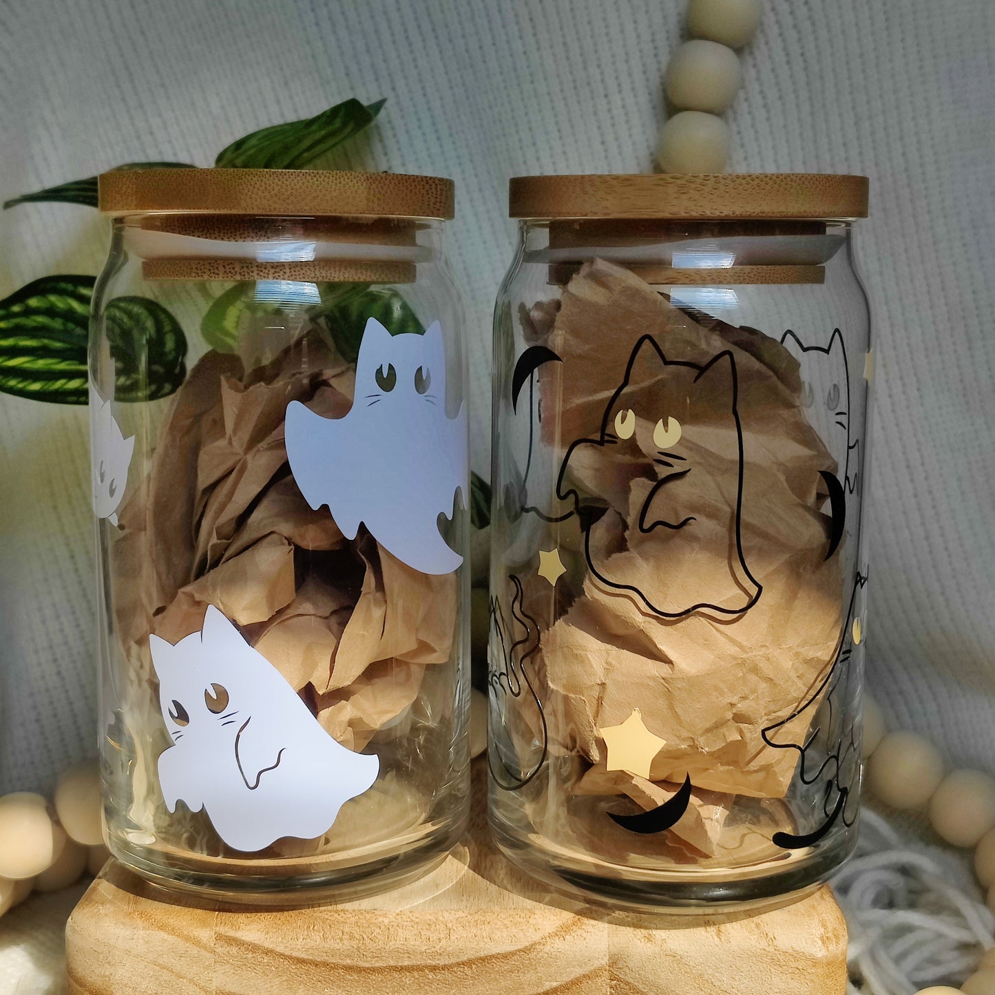 Cat Ghosts Can Glass Cup