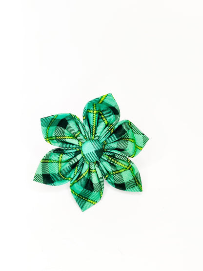 Paddy's Day Plaid Dog & Cat Bow Tie/Collar Flower