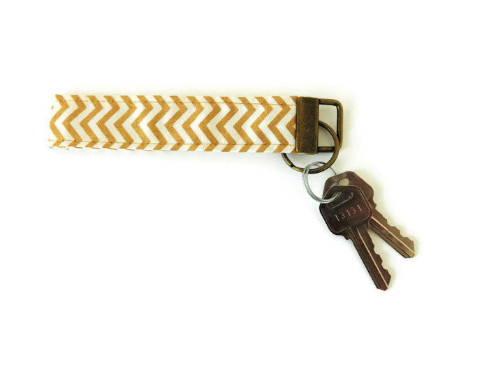 Gold Chevron Key Fob Wristlet - Charlotte's Pet