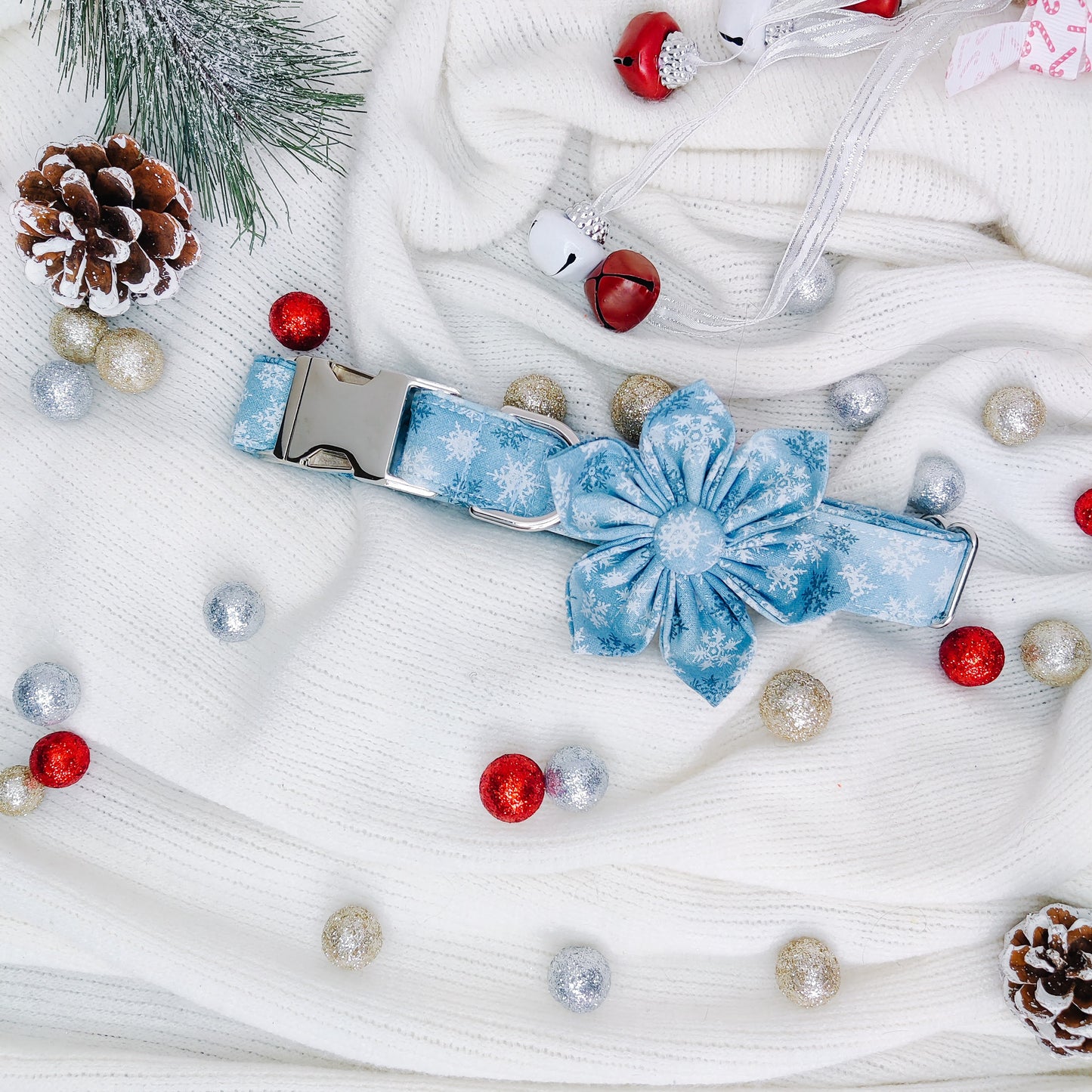 Snowflakes with Glitter Dog Collar/ Cat Collar