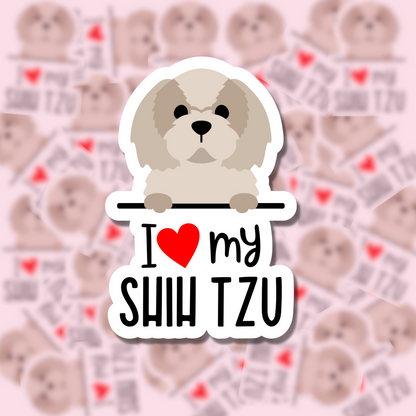 I Love my Dog Breed Sticker