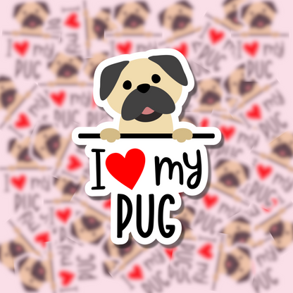 I Love my Dog Breed Sticker