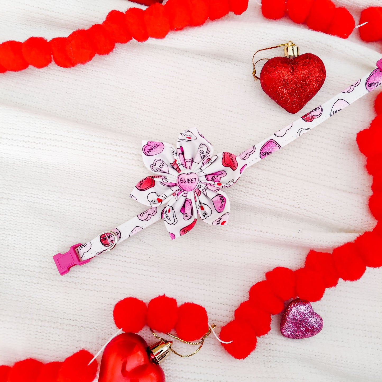 Message Hearts Dog Collar/ Cat Collar