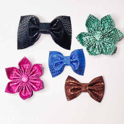Green Crackle Dog & Cat Bow Tie/ Collar Flower