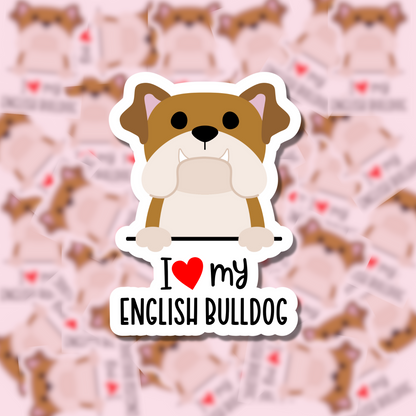 I Love my Dog Breed Sticker