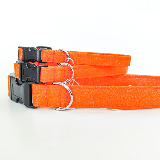 Orange Glitter Dog Collar/ Cat Collar