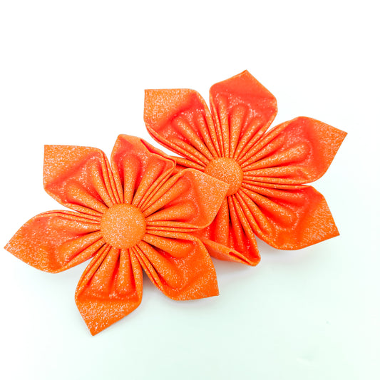 Orange Glitter Dog & Cat Bow Tie/Collar Flower