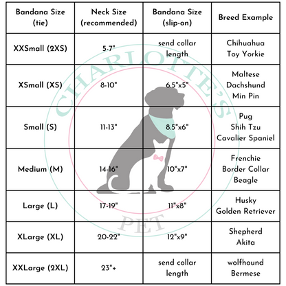 bandana size chart for charlotte's pet