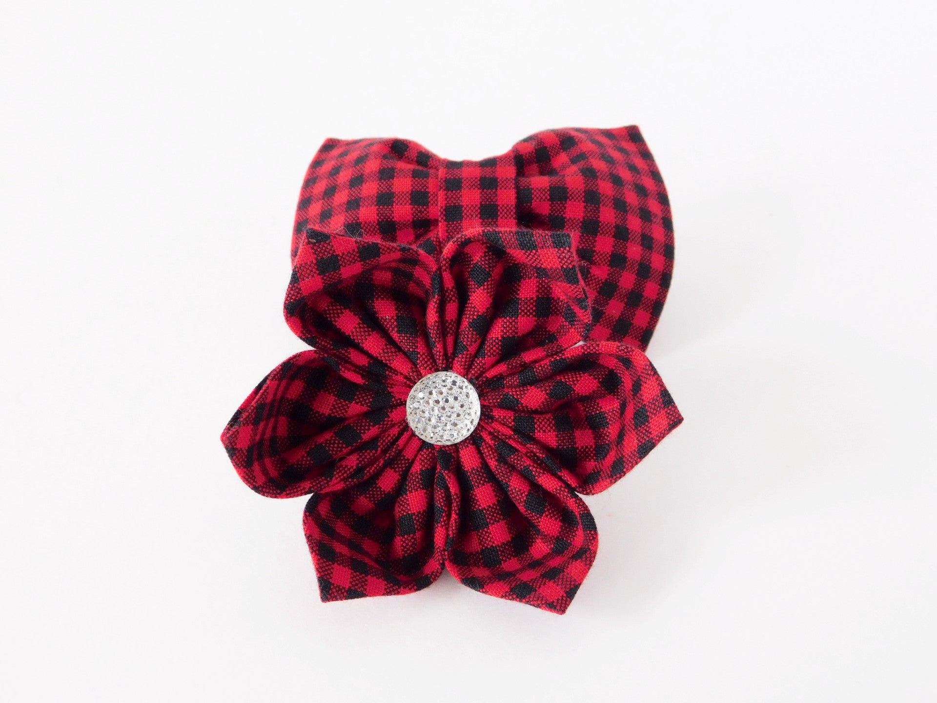 Red Buffalo Plaid Bow Tie/Flower - Charlotte's Pet