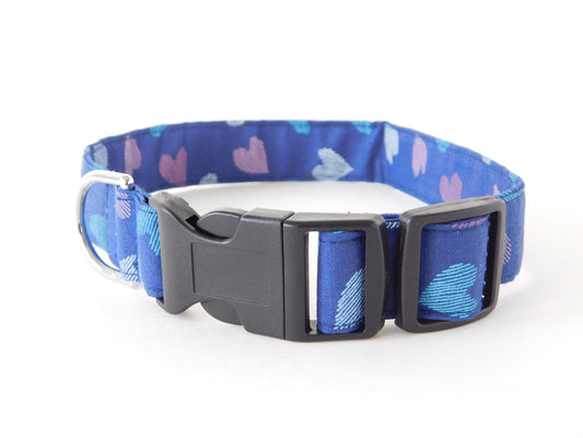Navy Blue and Hearts Collar - Charlotte's Pet