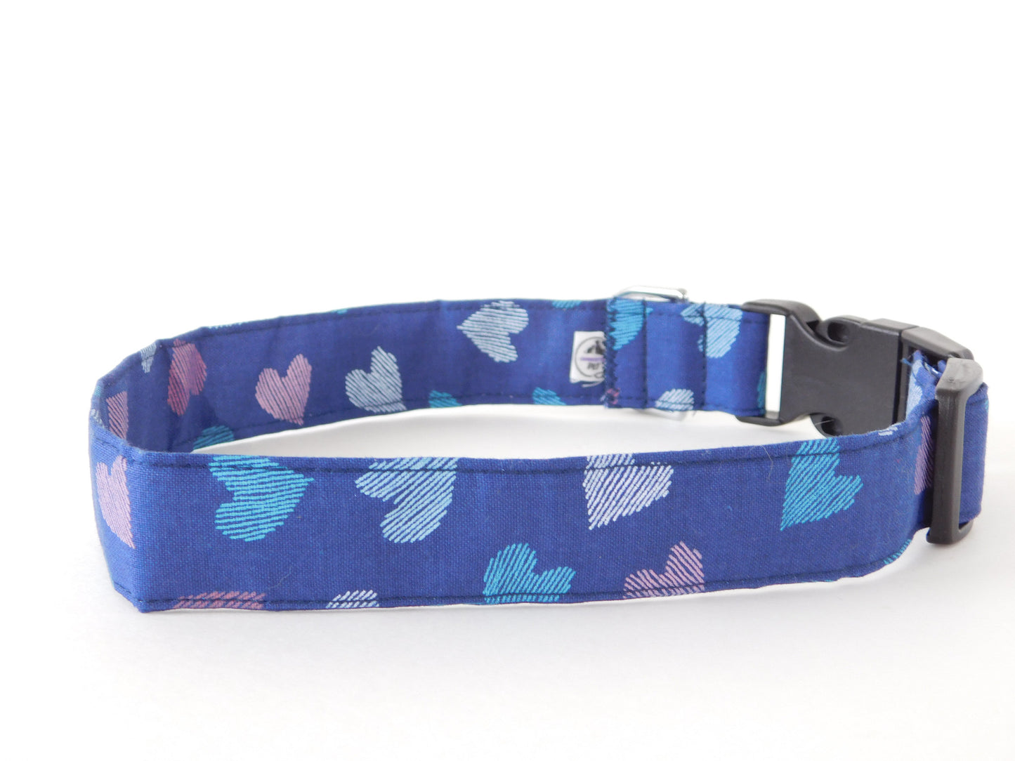 Navy Blue and Hearts Collar - Charlotte's Pet