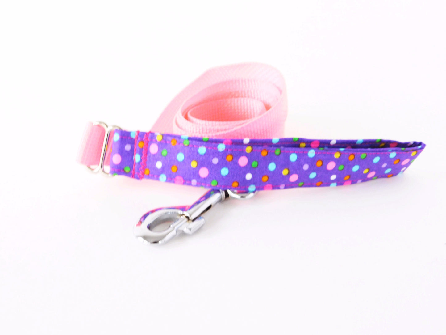 Purple Party Dots Nylon Leash - Charlotte's Pet
