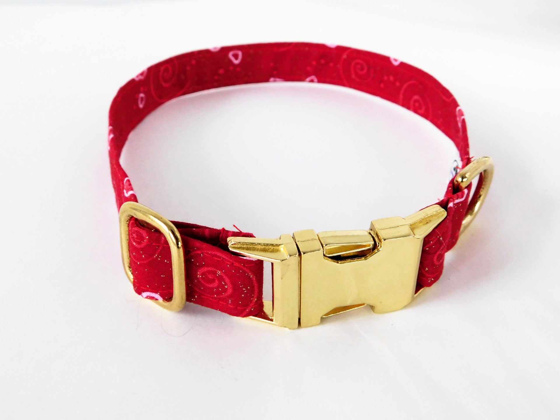 Red Swirls with Hearts Collar - Charlotte's Pet