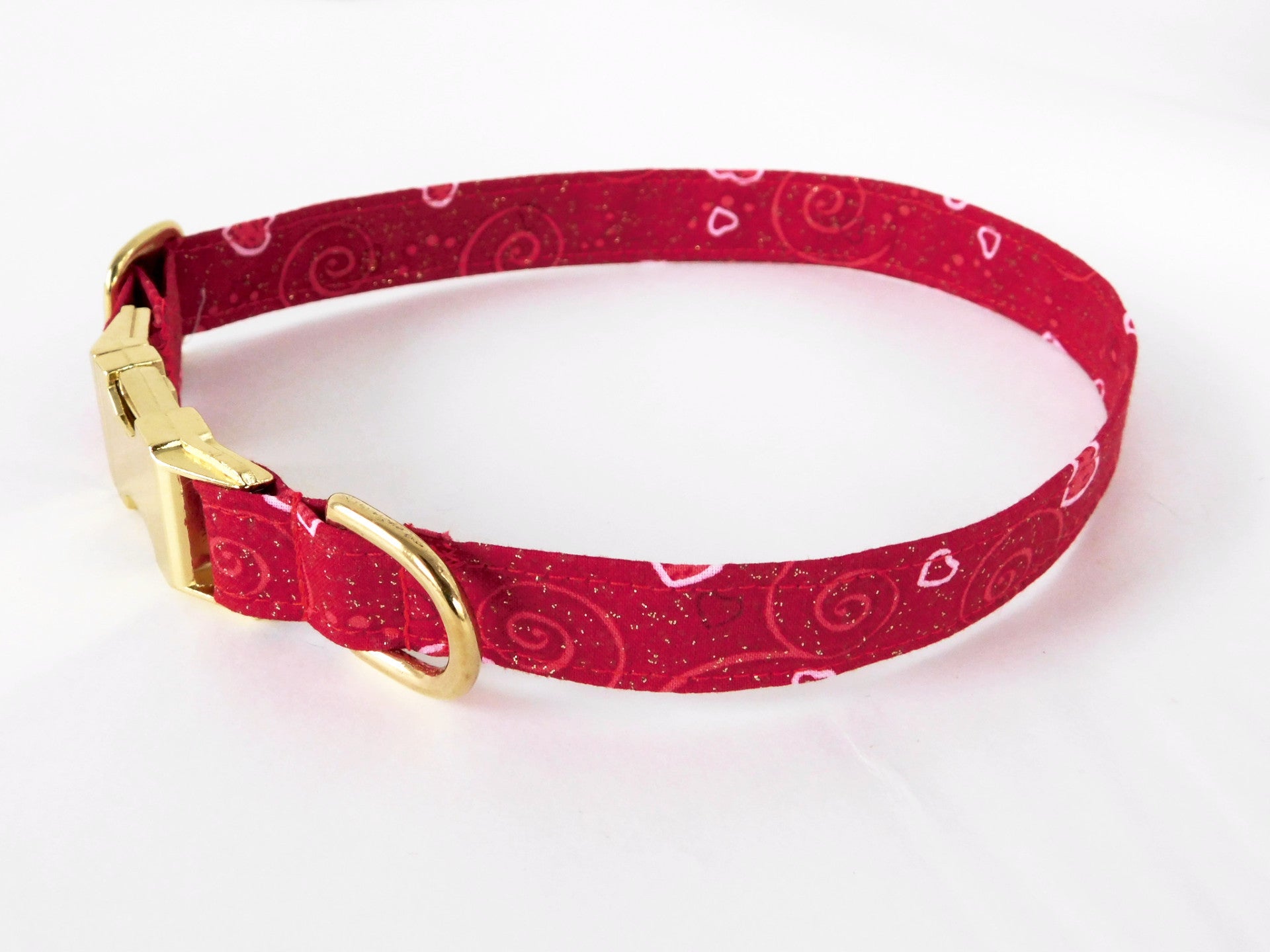 Red Swirls with Hearts Collar - Charlotte's Pet