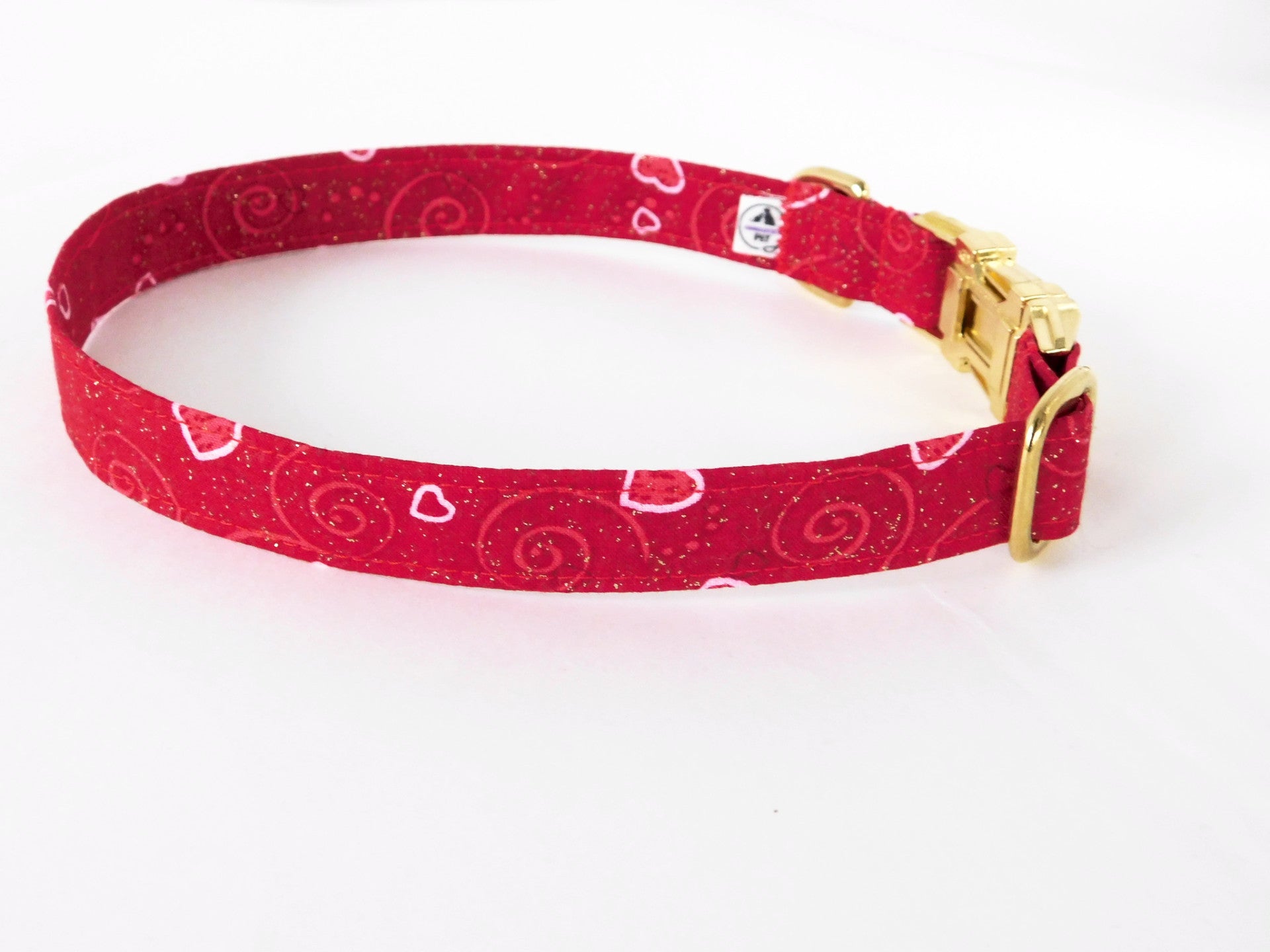 Red Swirls with Hearts Collar - Charlotte's Pet