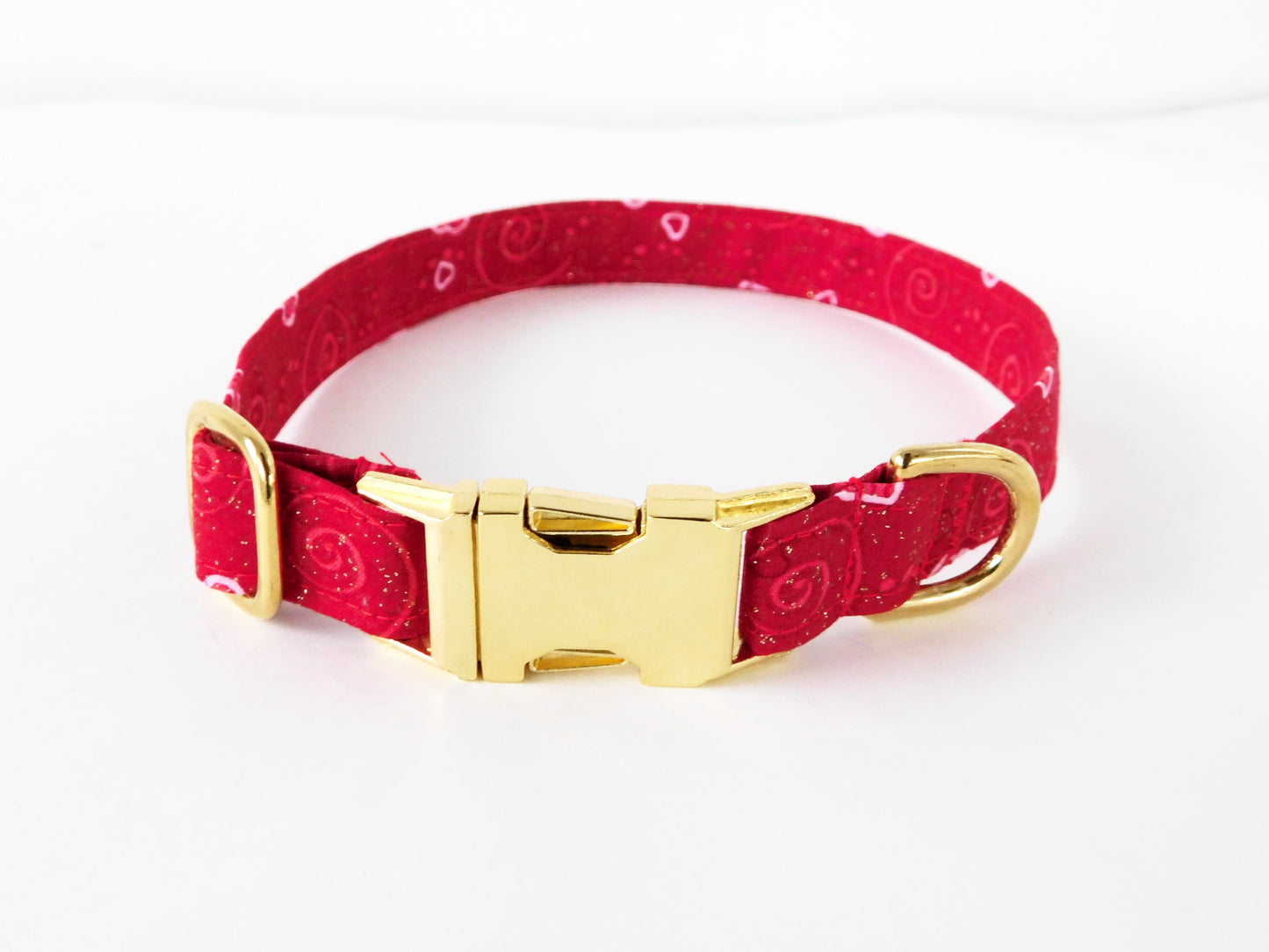 Red Swirls with Hearts Collar - Charlotte's Pet