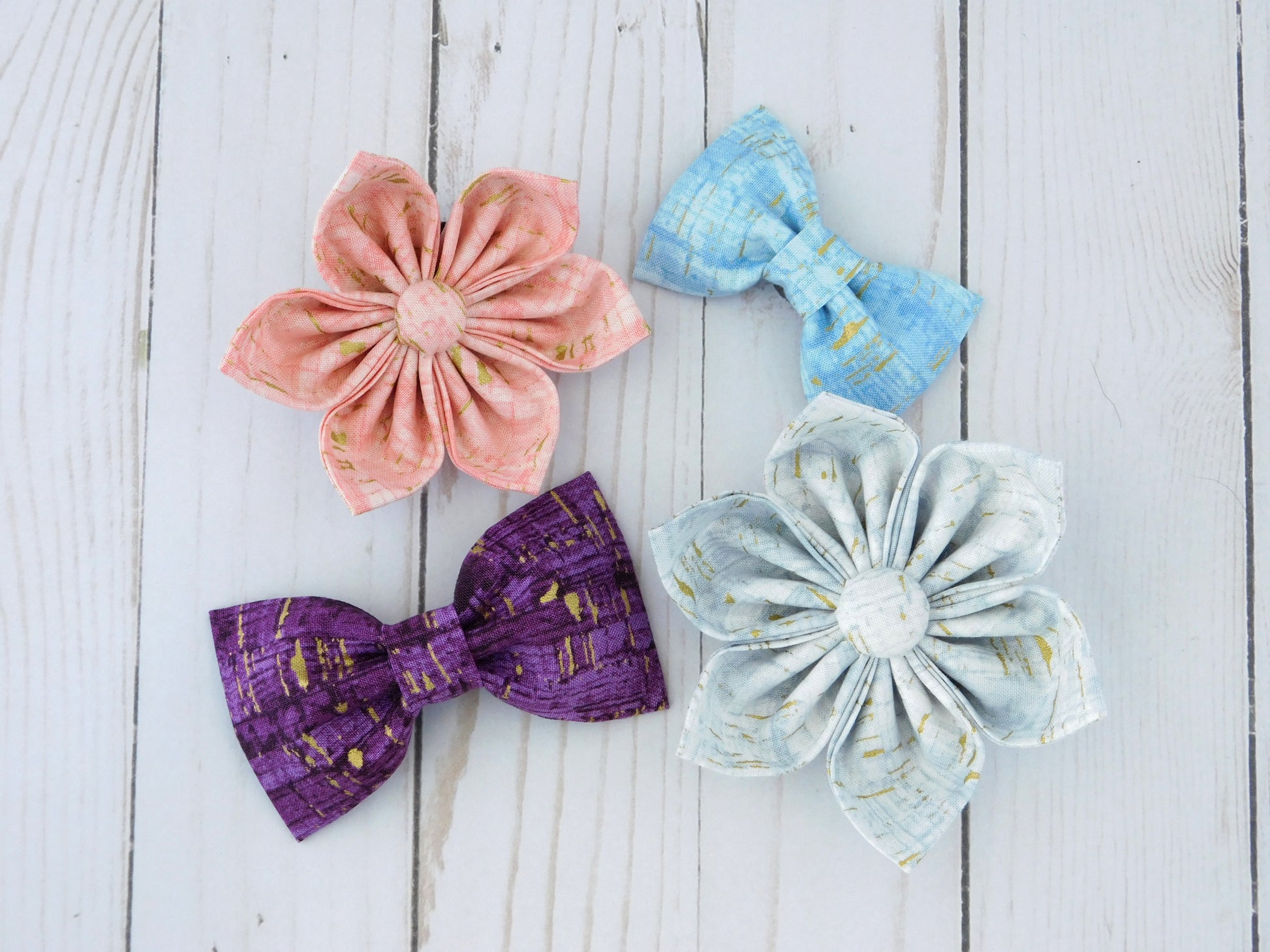 White Cork Collar Flower/Bow Tie - Charlotte's Pet