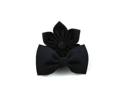 Black Dog and Cat Bow Tie/Collar Flower