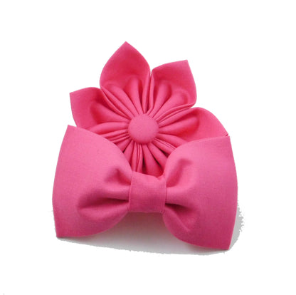 Pink Dog and Cat Bow Tie/Flower