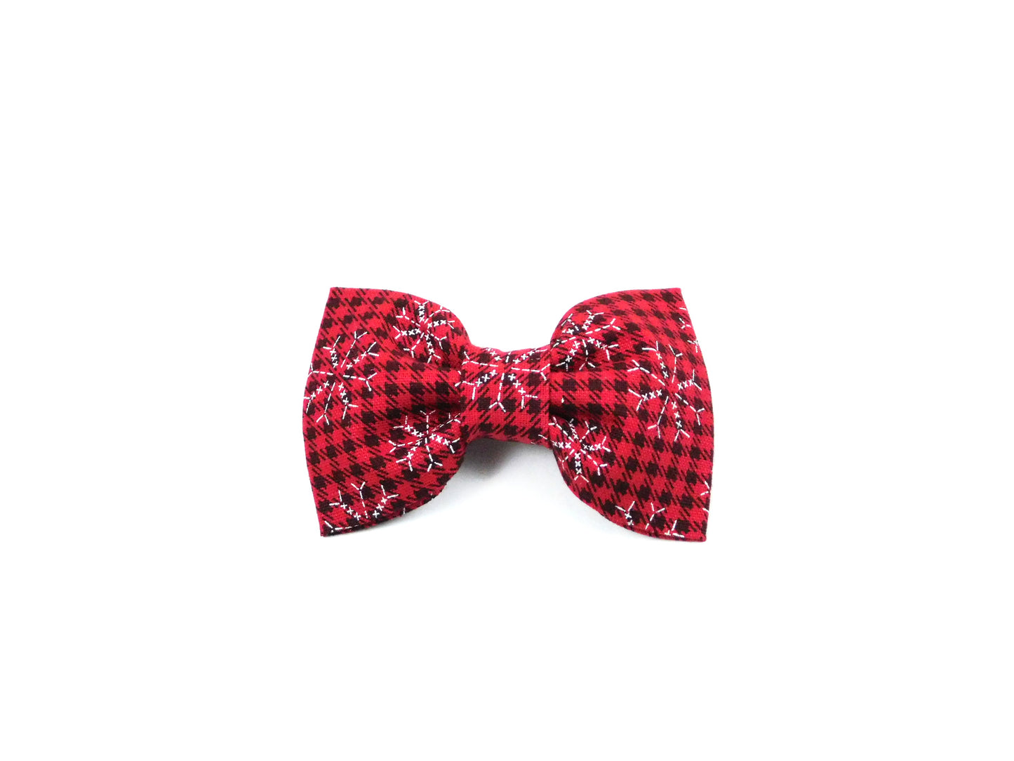 Red PLaid Snowflakes Bow Tie/ Collar Flower - Charlotte's Pet