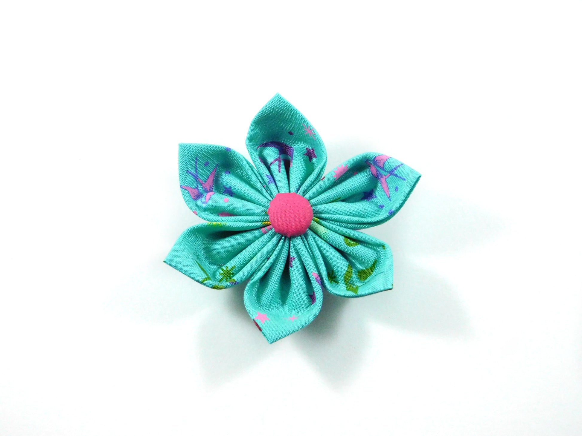 Birds of Summer in Teal Collar Flower/Bow Tie - Charlotte's Pet