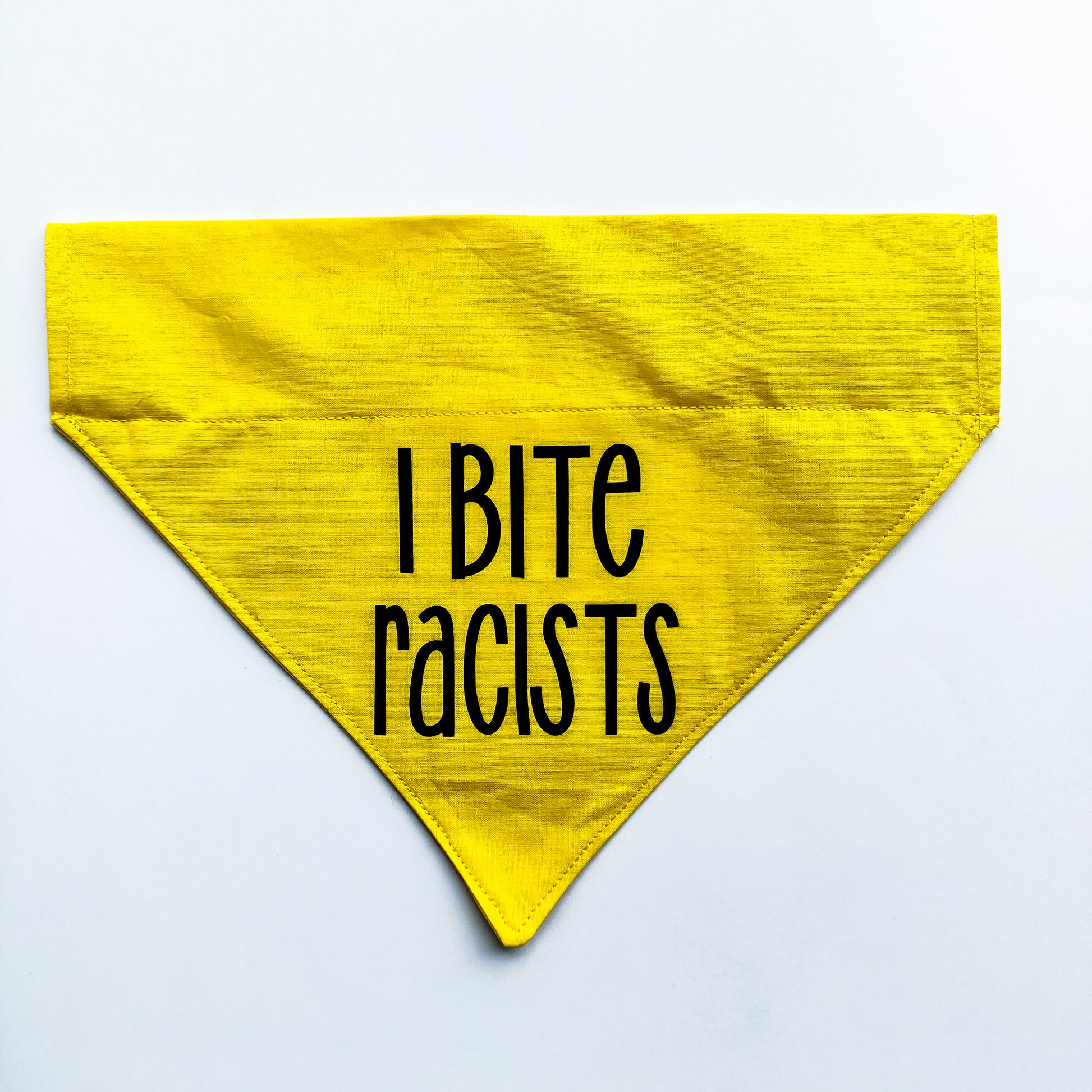 i bite racists dog bandana in yellow
