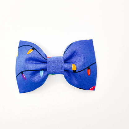 String Lights on Blue Dog & Cat Bow Tie/ Collar Flower