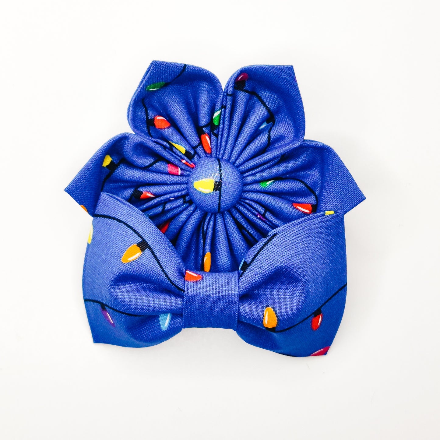 String Lights on Blue Dog & Cat Bow Tie/ Collar Flower