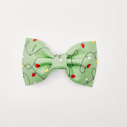 String Lights on Green Dog & Cat Bow Tie/ Collar Flower