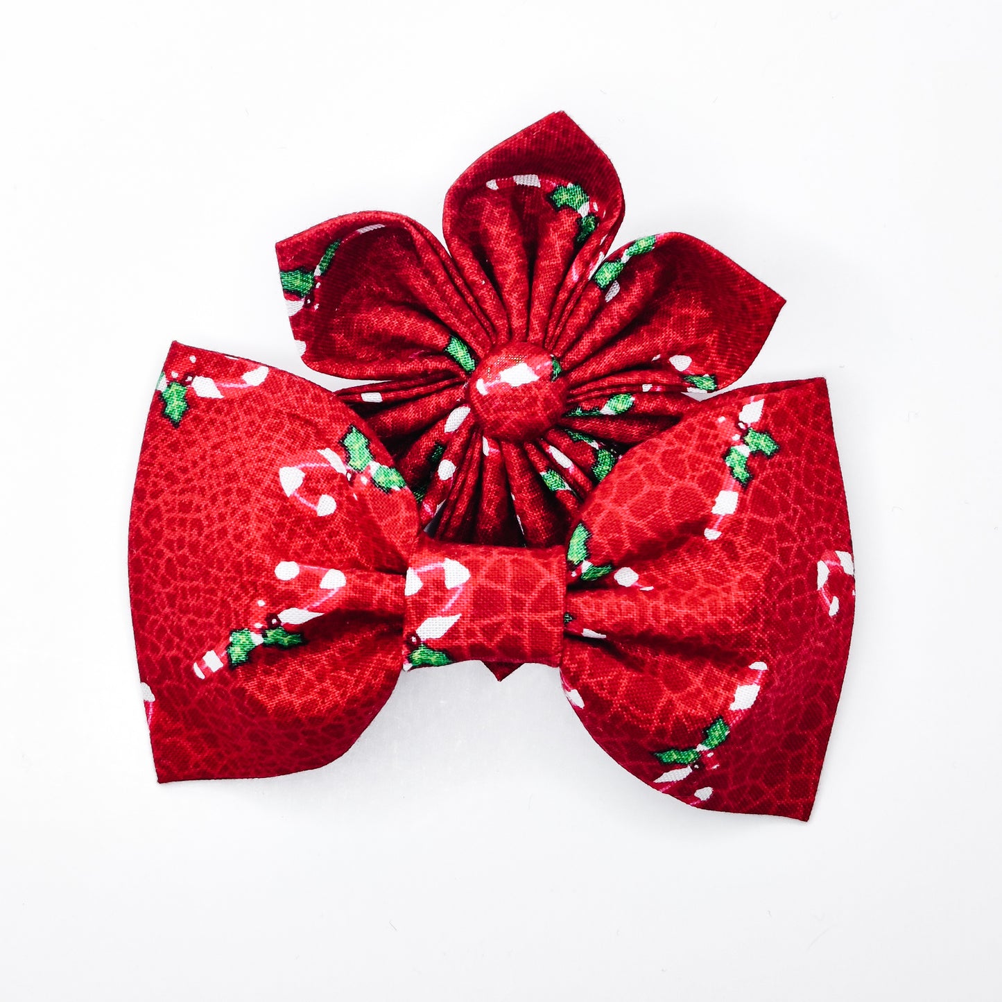 Candy Cane Crinkle Dog & Cat Bow Tie/ Collar Flower