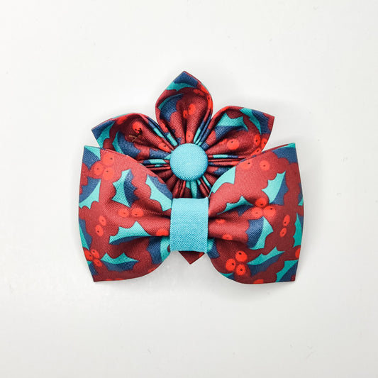 Holly on Red Dog & Cat Bow Tie/ Collar Flower
