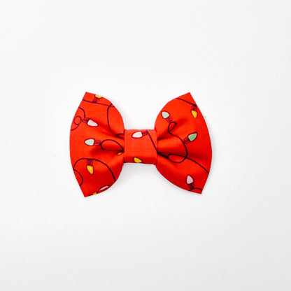 String Lights on Red Dog & Cat Bow Tie/ Collar Flower