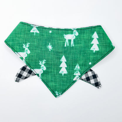 Reindeer on Green Dog Bandana & Cat Bandana