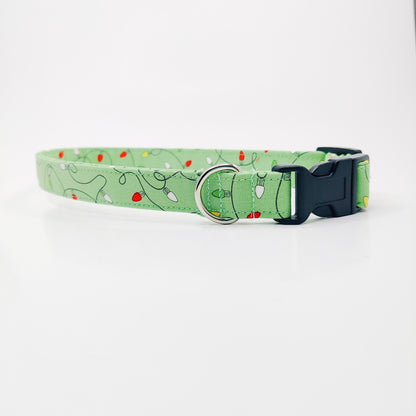 String Lights on Green Dog Collar/ Cat Collar