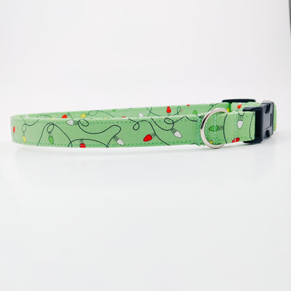 String Lights on Green Dog Collar/ Cat Collar