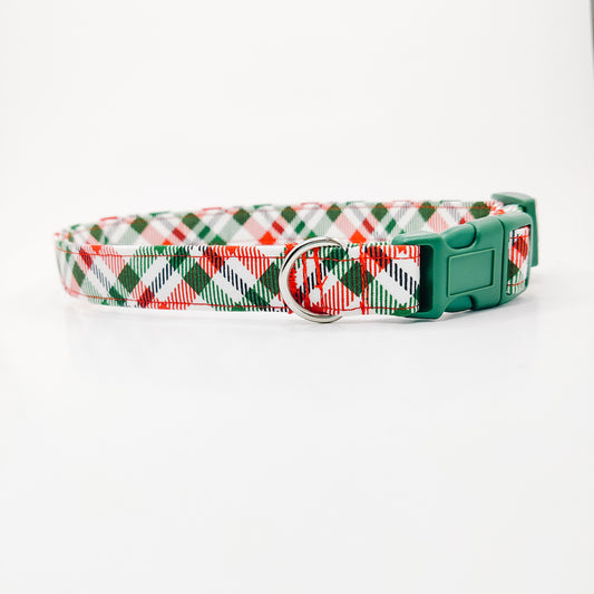 Red and Green Plaid Dog Collar/ Cat Collar